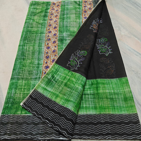 Kota Doria Hand Block Print Saree