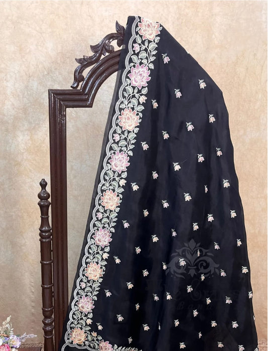 Kora Organza Saree with Embroidery Work
