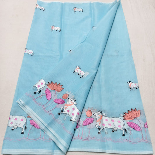 Kota Doria Saree with Pichwai Embroidery