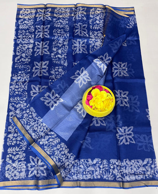 Pure Silk Kota Doria Hand Batik Saree