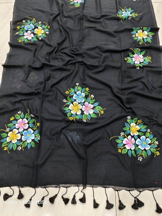 Mulmul Cotton Hand-Painted Saree