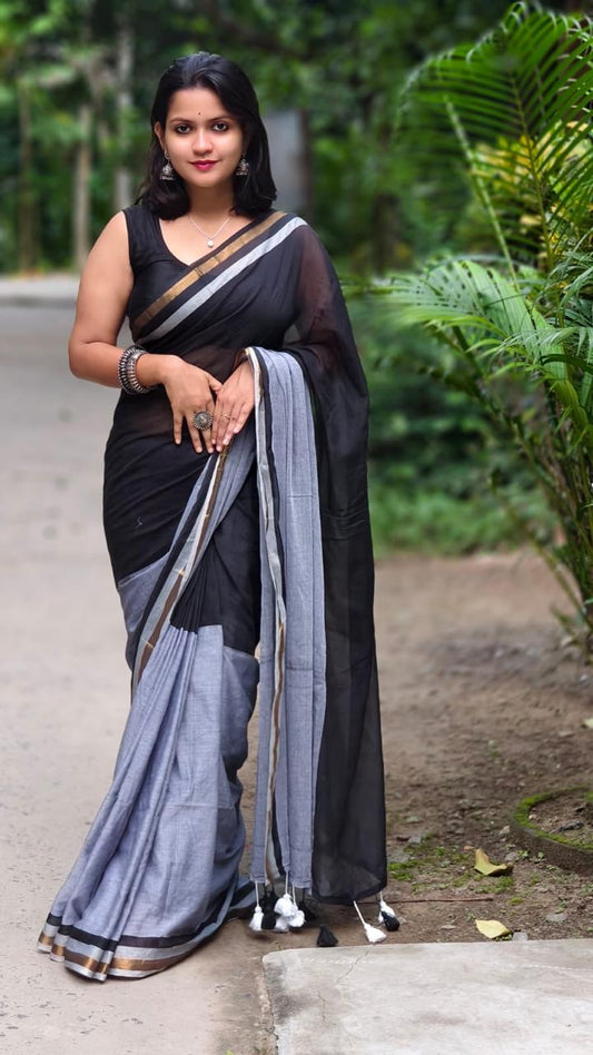 Mulmul Cotton Saree with Zari Border