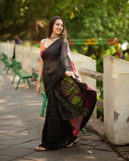 Mulmul Cotton Saree- Mixmatch Box Design