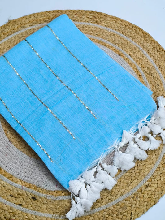 Pure Mulmul Cotton Sequin Chain Saree