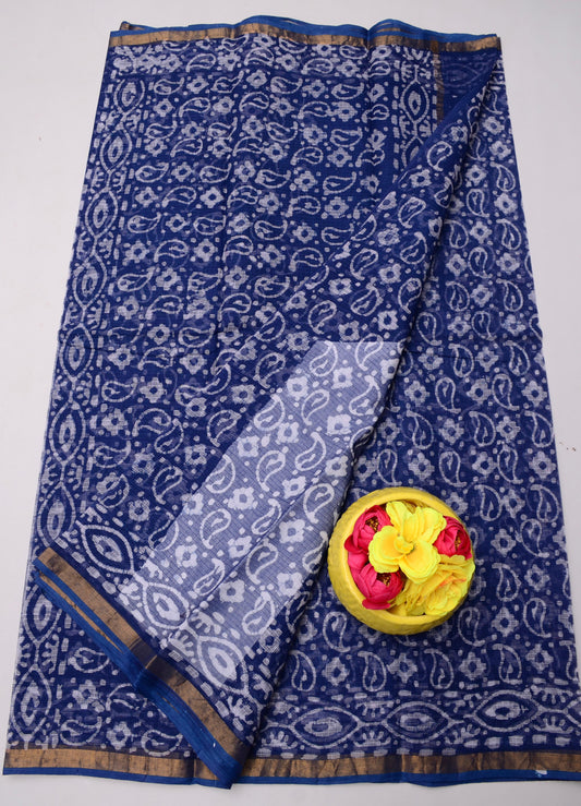 Pure Cotton Kota Doria Saree with Batik Print