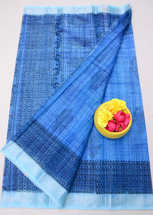 Kota Doria Hand Block Print Saree