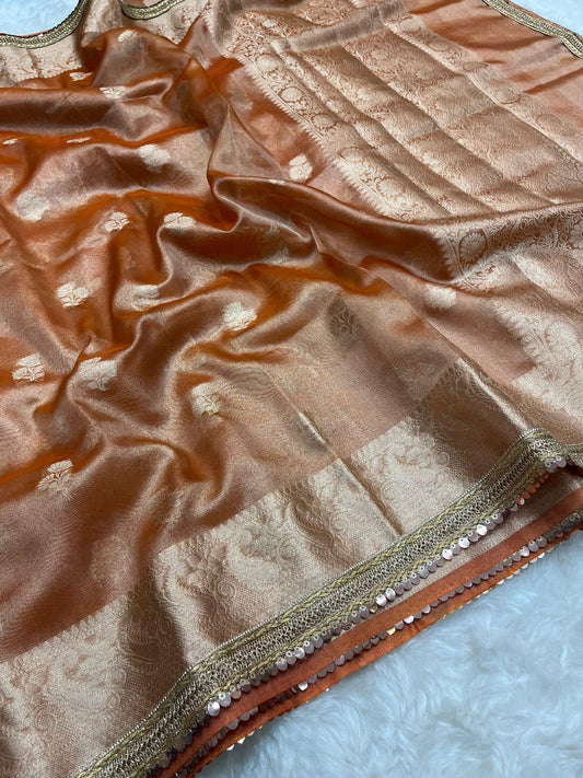 Tissue Silk Saree with Lace Work