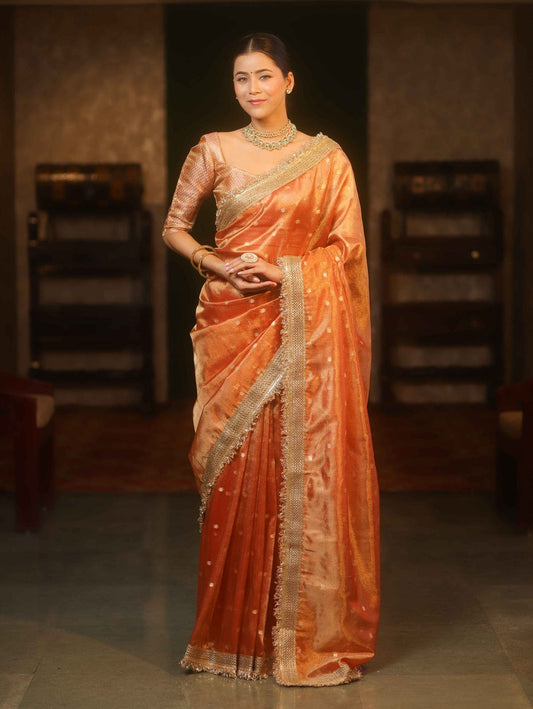 Tissue Silk Saree with Lace Work