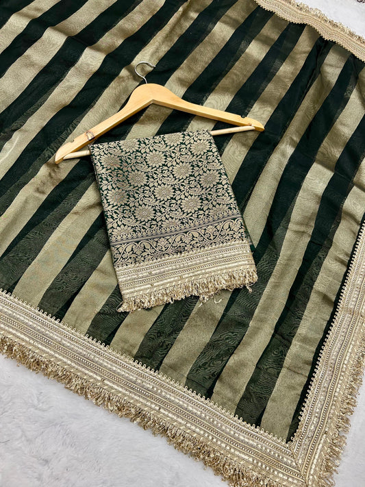 Tissue Organza Saree with Lace Work