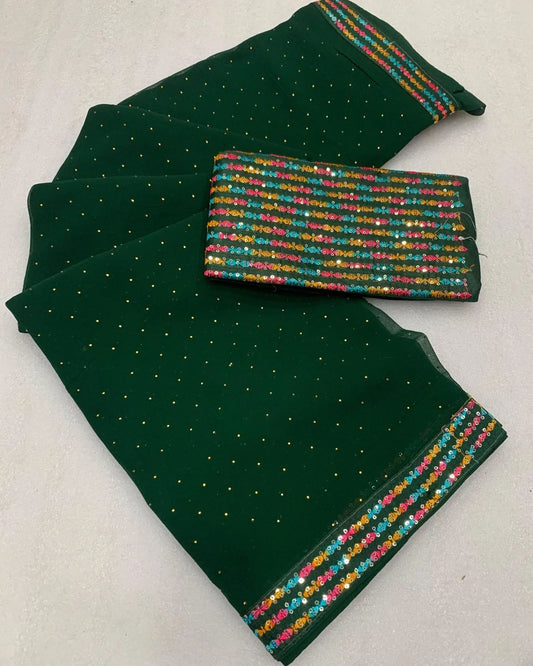 Georgette Saree with Embroidery Blouse