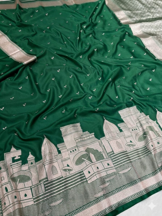 Mashru Katan Silk Ganga Ghat Saree