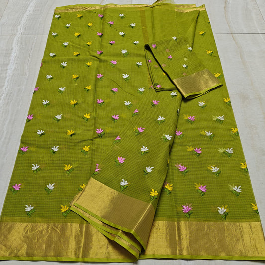Pure Cotton Kota Beautiful Embroidery Saree