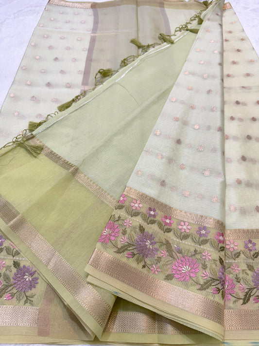 Kota Tissue Saree with Embroidery Work