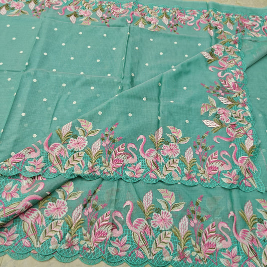 Soft Silk Kota Saree with Embroidery Work