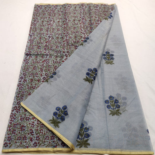 Kota Doria Saree with Hand Block Print