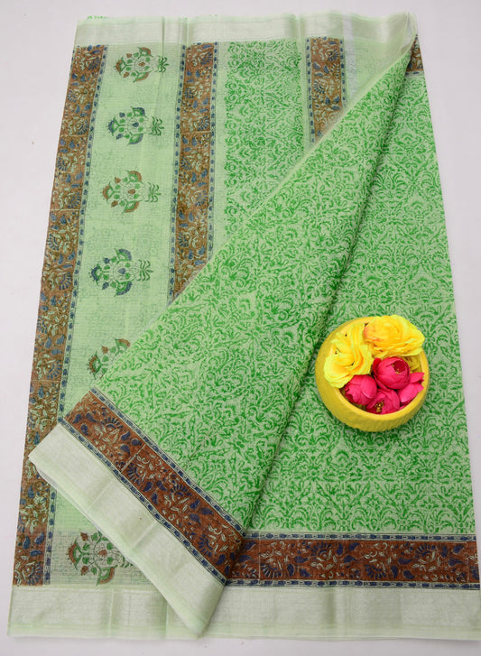 Kota Doria Hand Block Print Saree