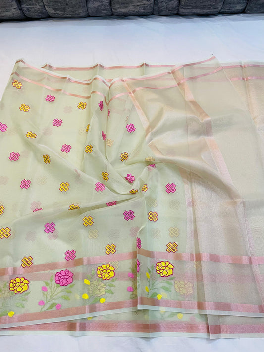 Kota Check Saree with Delicate Embroidery Work