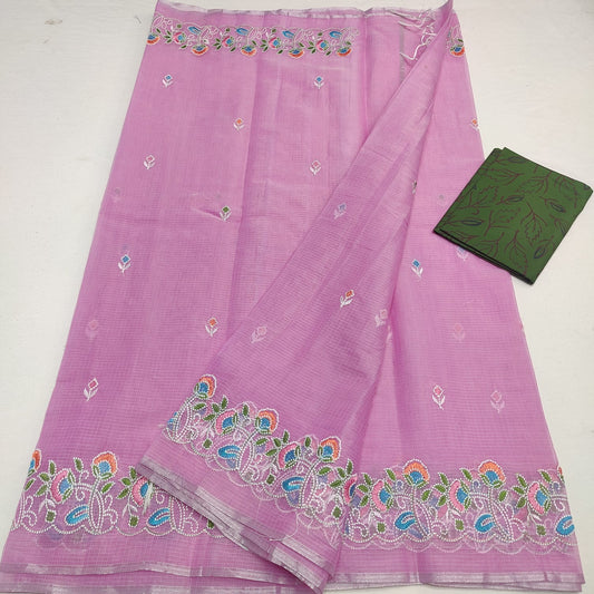Kota Doria Embroidery Saree
