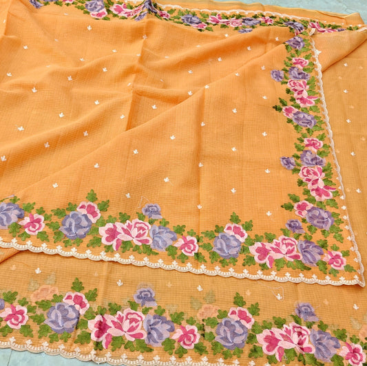 Pure Cotton Kota Saree with Embroidery Work