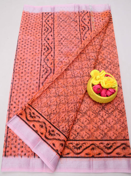 Kota Doria Hand Block Print Saree