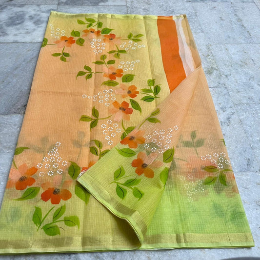 Kota Doria Hand Painted Saree