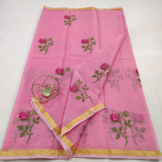 Kota Doria Embroidery Saree