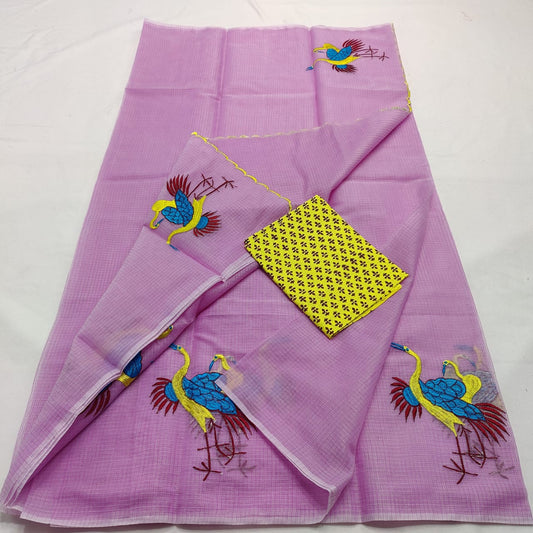 Kota Doria Saree with embroidery