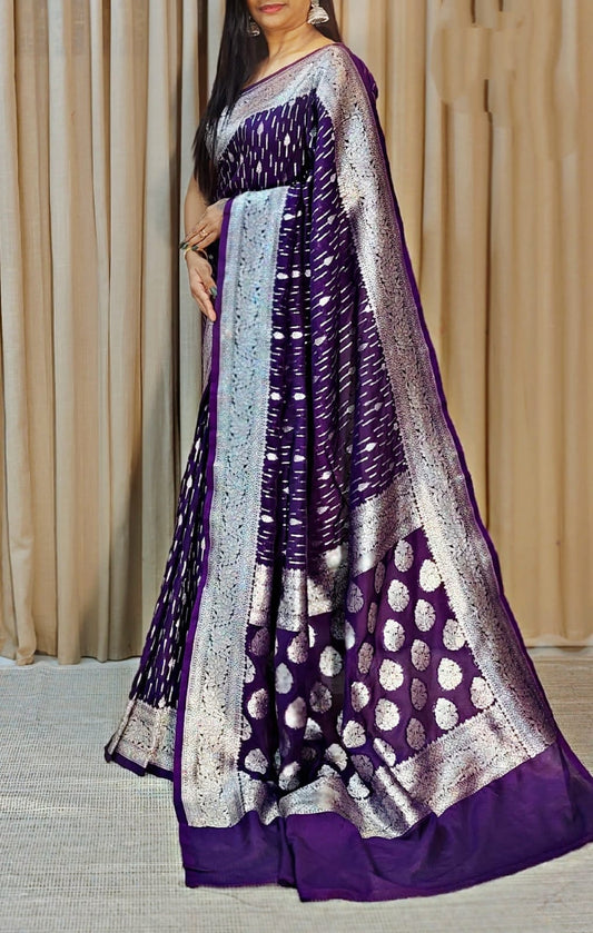 Banarasi Georgette Katan Handloom Silk Saree