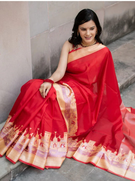 Banarasi Warm Silk Ganga Ghat Saree