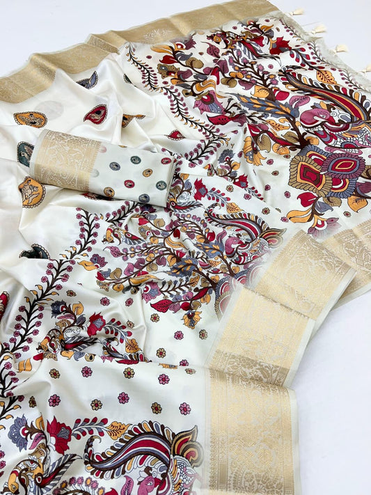 Pure Soft Silk Digital Kalamkari Saree