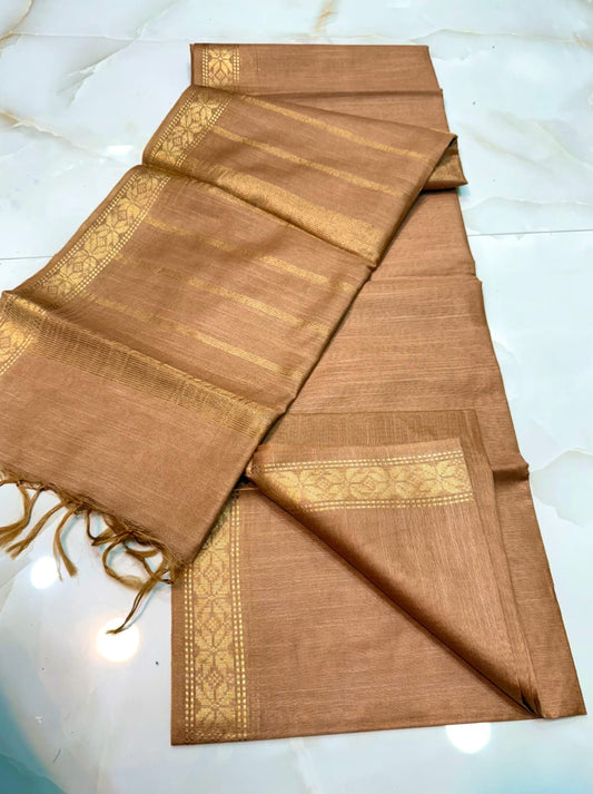 Copper Zari Weaving Border Saree