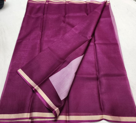 Kota Doria 100% Pure Silk Saree with Hand Dye