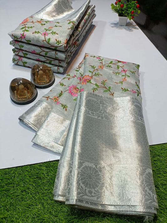 Tissue Silk Saree with embellishment work