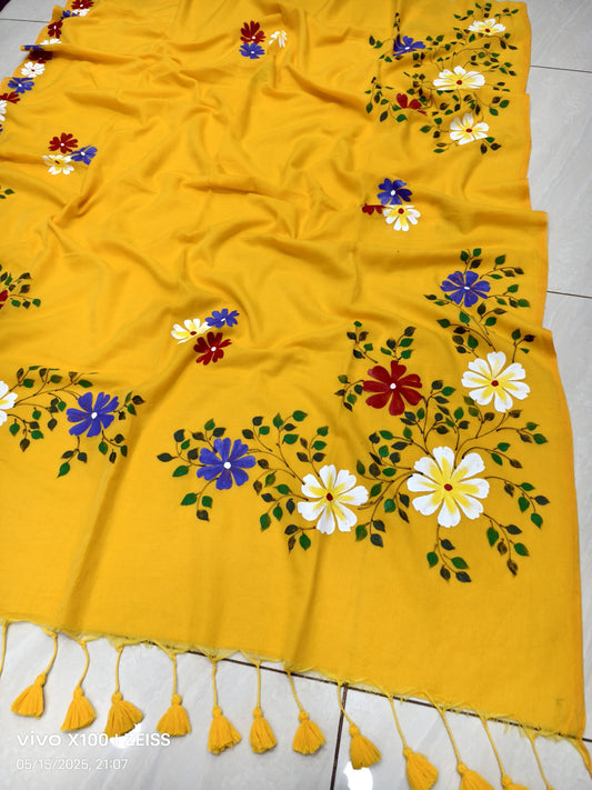 Exclusive Hand-Painted Mulmul Cotton Saree
