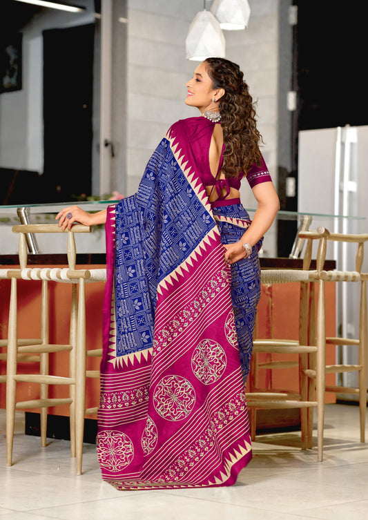 Mulmul Cotton Hand Block Print Saree