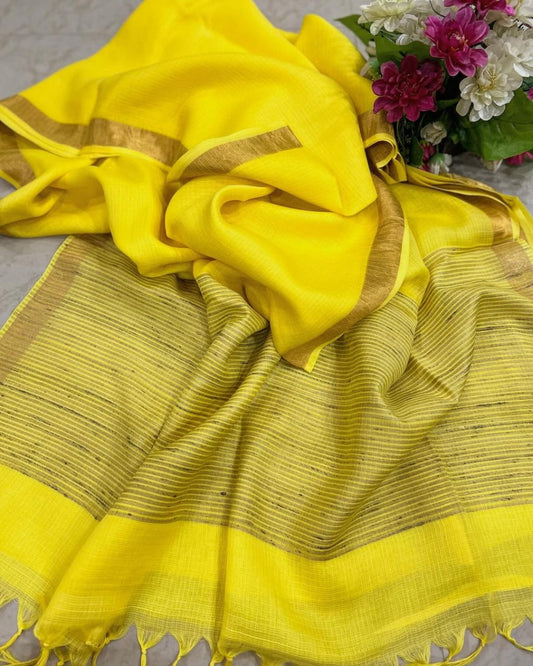 Kota Doria Saree with Dupion Slub Pallu