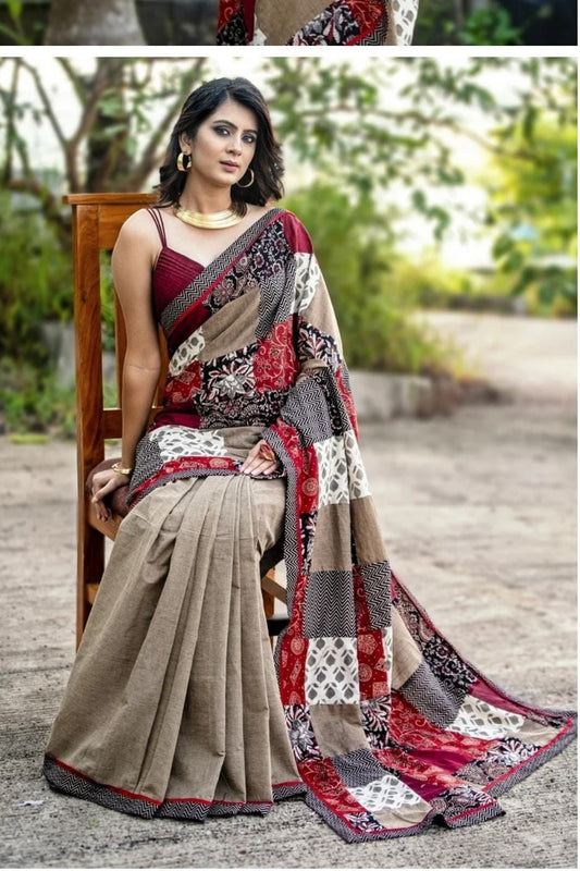 Ajrakh Pure Cotton Saree