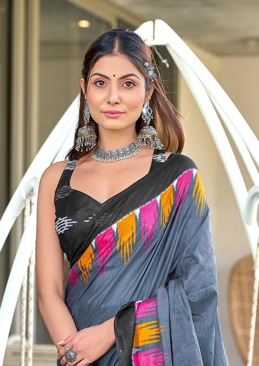 Pure Cotton Fancy Hand Block Print Saree