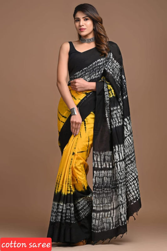 Pure Cotton Tie-Dye Shibori Saree
