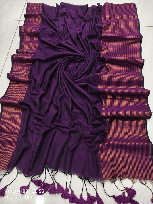 Striped Mulmul Cotton Saree