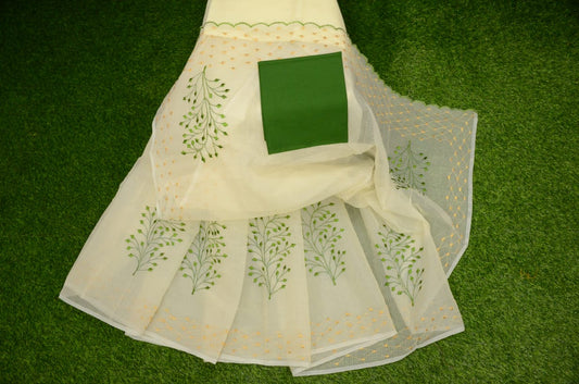 Kota Doria Embroidery Saree