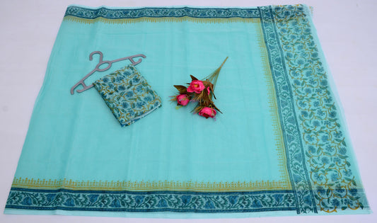 Kota Doria Hand Block Print Saree