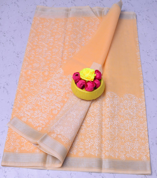Kota Doria Embroidery Saree