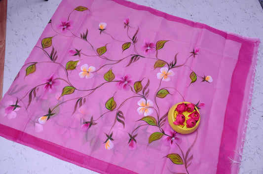 Kota Doria Hand Painted Saree
