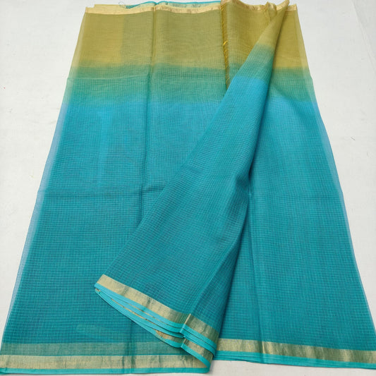 Pure Cotton Kota Doria Saree with Hand Contrast Dye