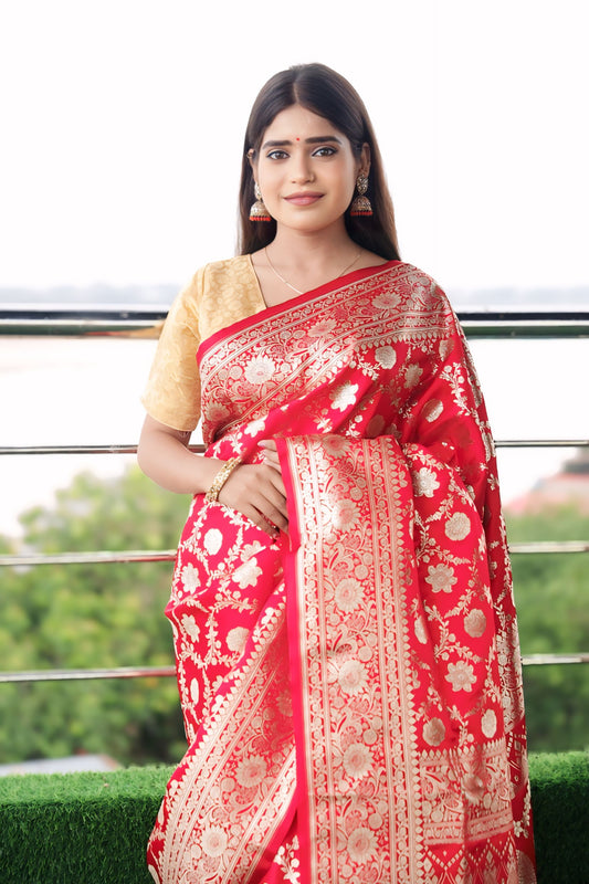 Red Katan Silk Saree