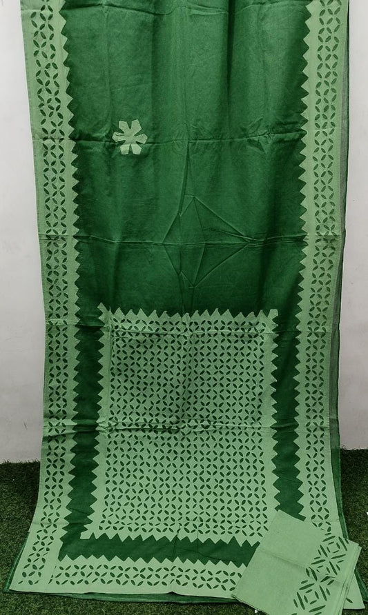 Applique Work Organdy Cotton Saree