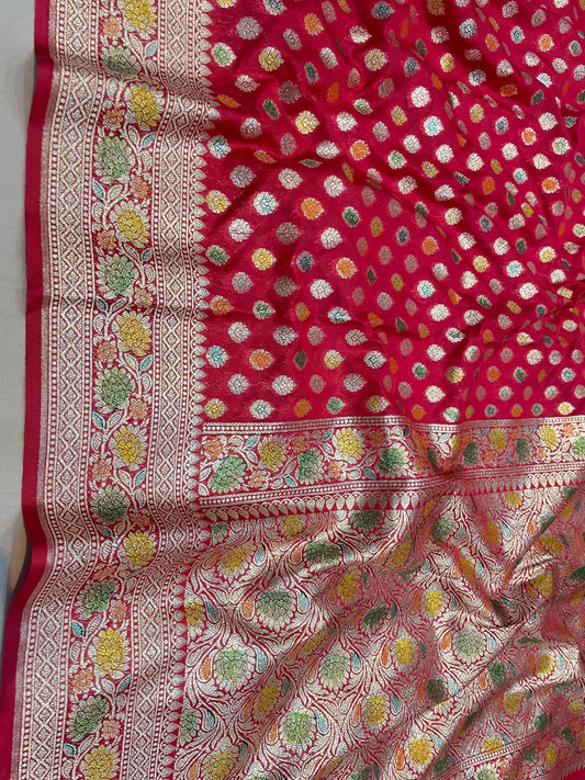 Banarasi Georgette Pauri Katan Silk Saree with Meena Buti