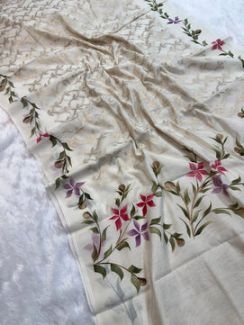 Banarasi Mulmul Cotton Saree with Zari Weaving