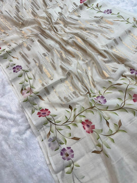 Banarasi Mulmul Cotton Saree with Zari Weaving